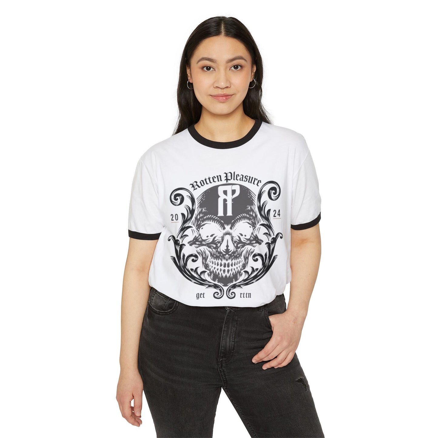 Rotten Pleasure Flourish Ringer Tee